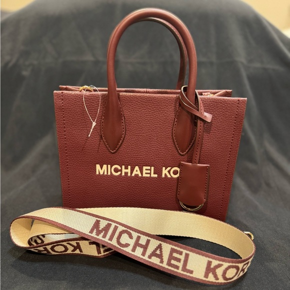 Michael Kors Handbags - Michael Kors Maroon Handbag w/Beige Guitar Strap
NWOT Small Tote